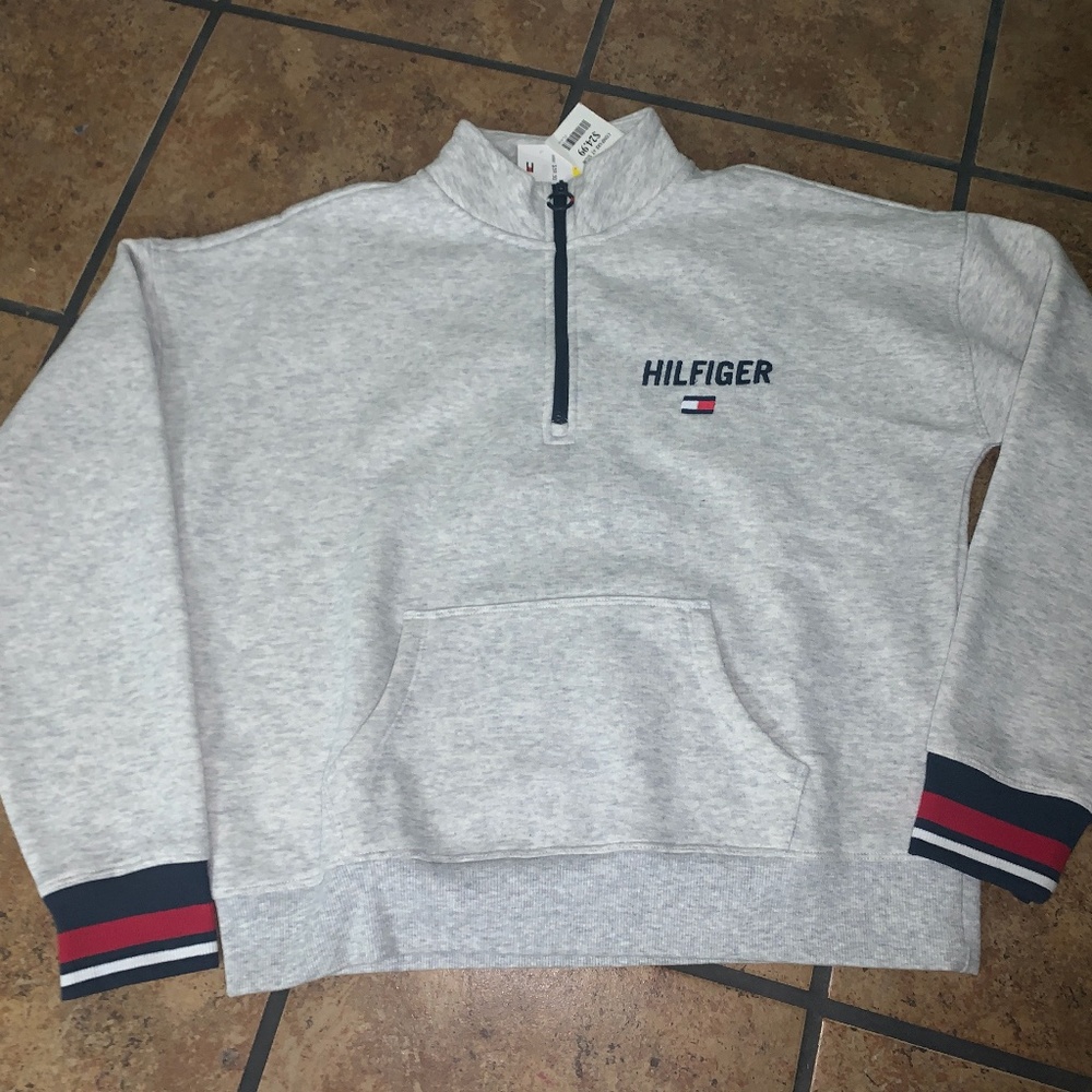 Tommy Hilfiger Gray Half-Zip Sweatshirt, Medium NWT
